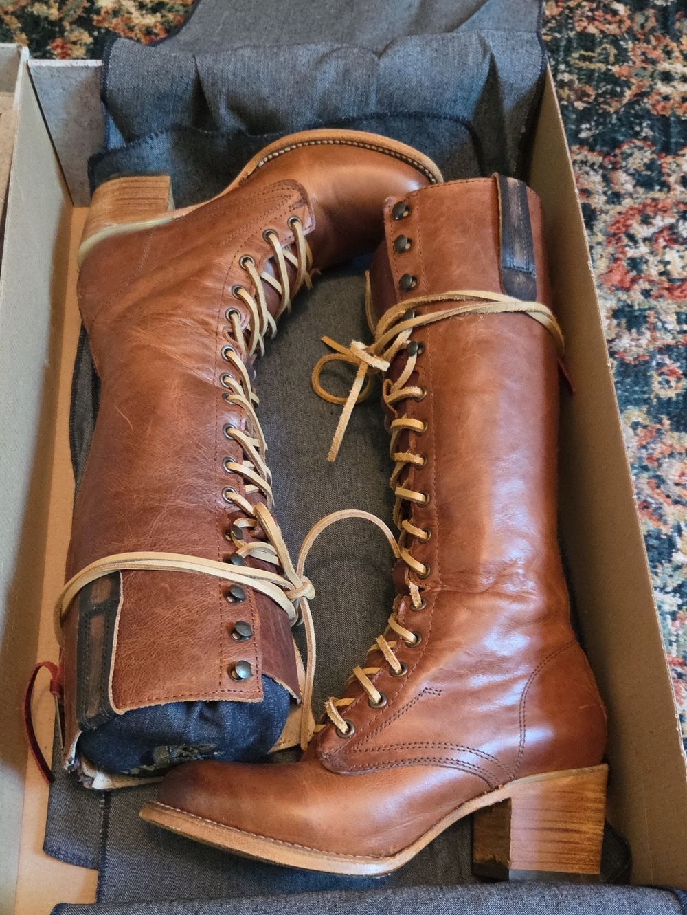 Freebird by Steven Women's Tall Lace-Up Boots in Cognac Brown